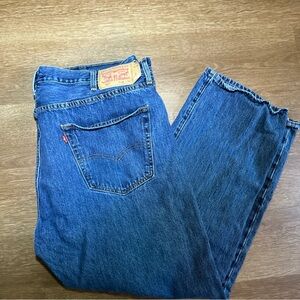 Levis 501 Jeans Mens 44x30‎ Blue Denim Button Fly Pants Straight